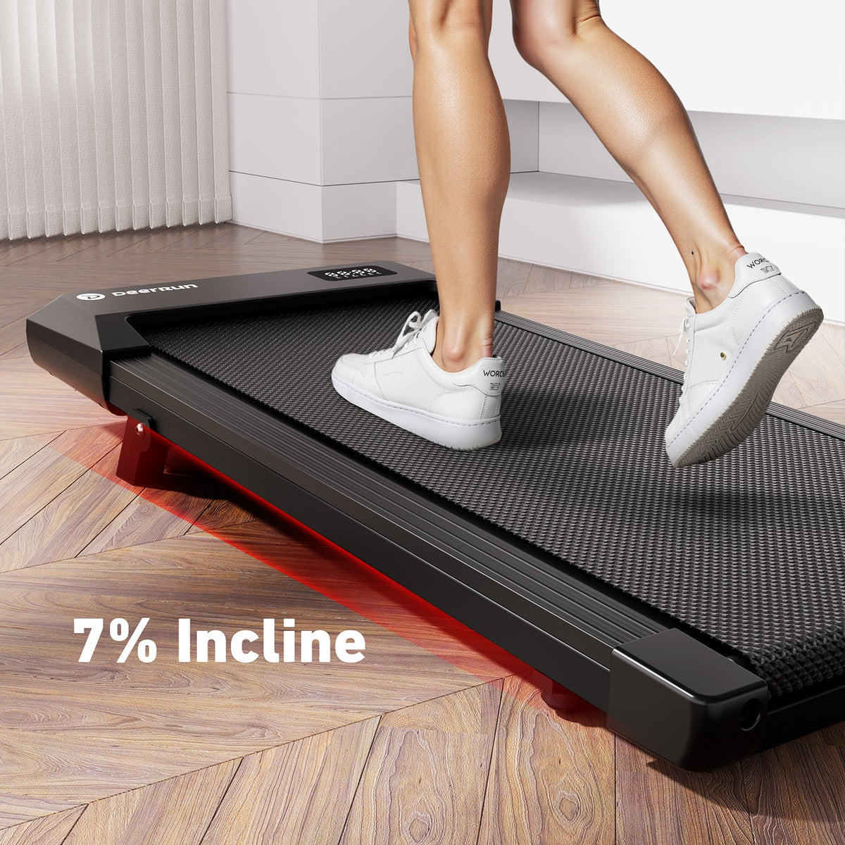 DeerRun Q2 Urban Under-Desk Walking Pad with 7% Incline