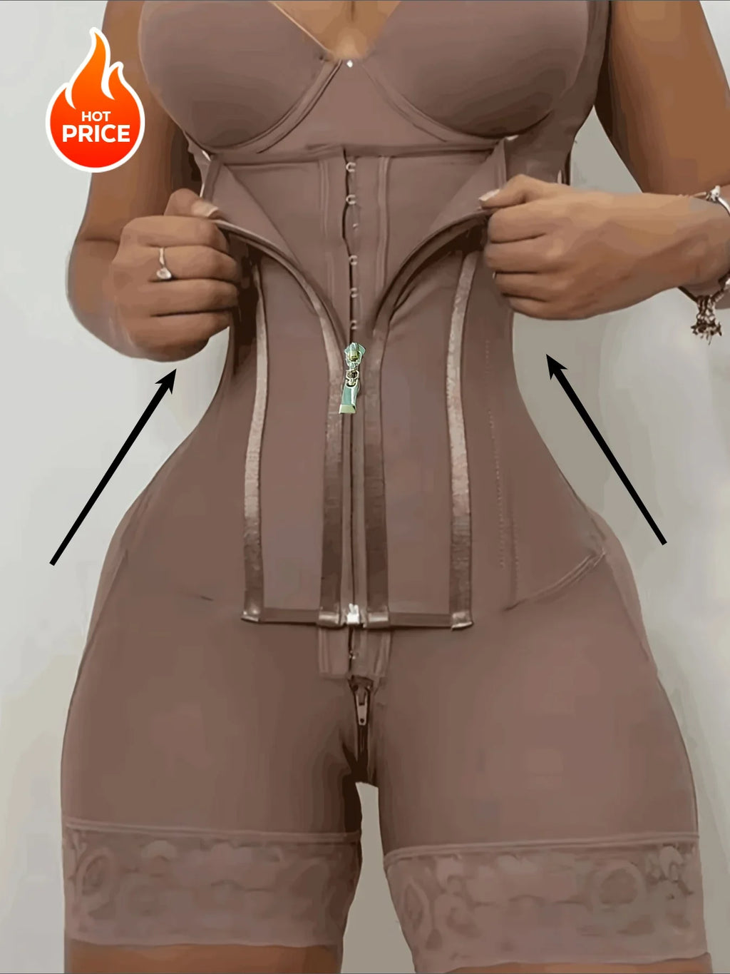 Women’s Lace-Trim Shapewear Bodysuit with Adjustable Straps