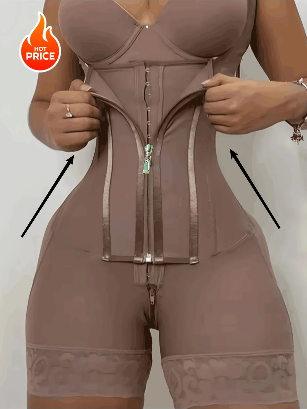 Women’s Lace-Trim Shapewear Bodysuit with Adjustable Straps