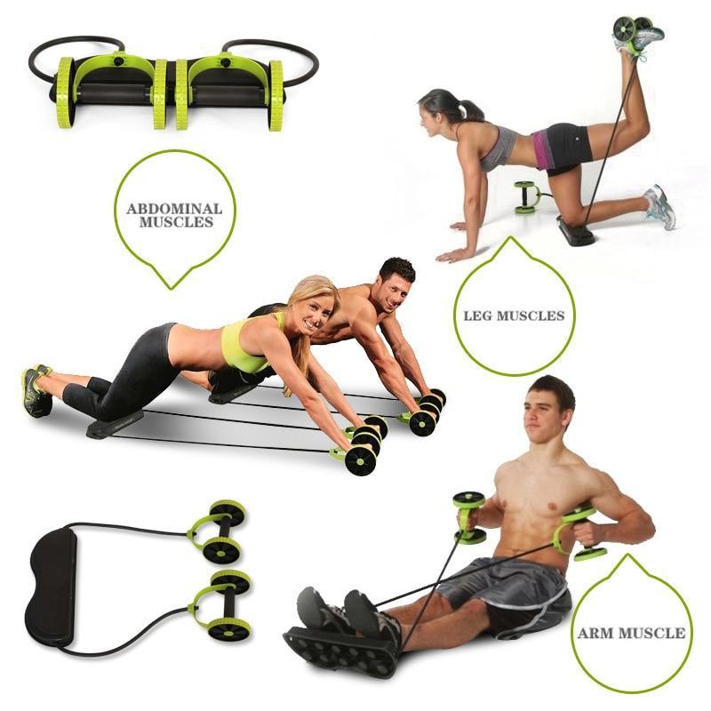 Double-Wheel Ab Roller with Resistance Bands