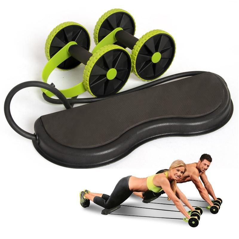 Double-Wheel Ab Roller with Resistance Bands