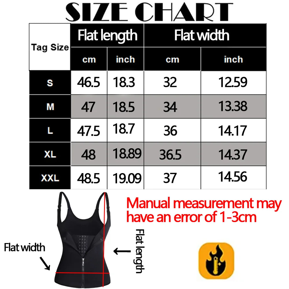 Women’s Zip-Front Neoprene Waist Trainer Tank Top