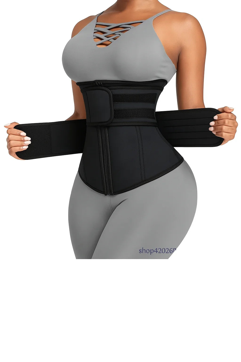 Women’s Neoprene Waist Trainer with Double Belts & Zipper