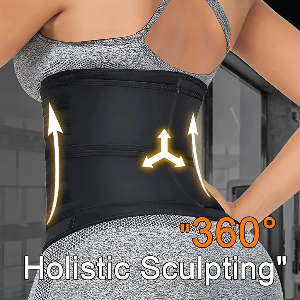 Women’s Neoprene Waist Trainer with Double Belts & Zipper