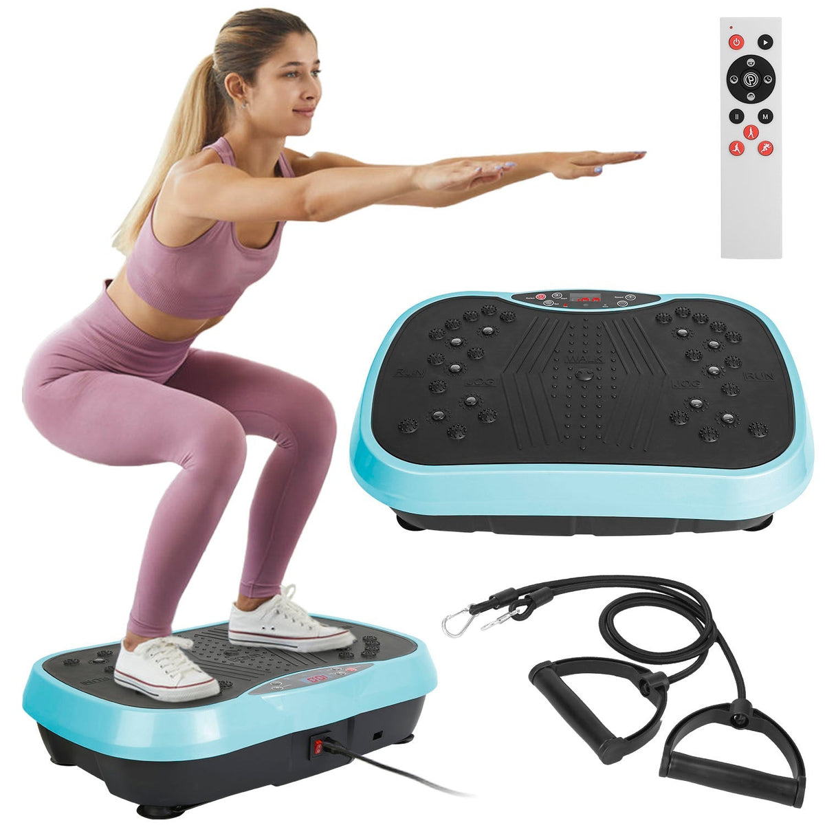 LJG Vibration Exercise Platform with Resistance Bands & Remote