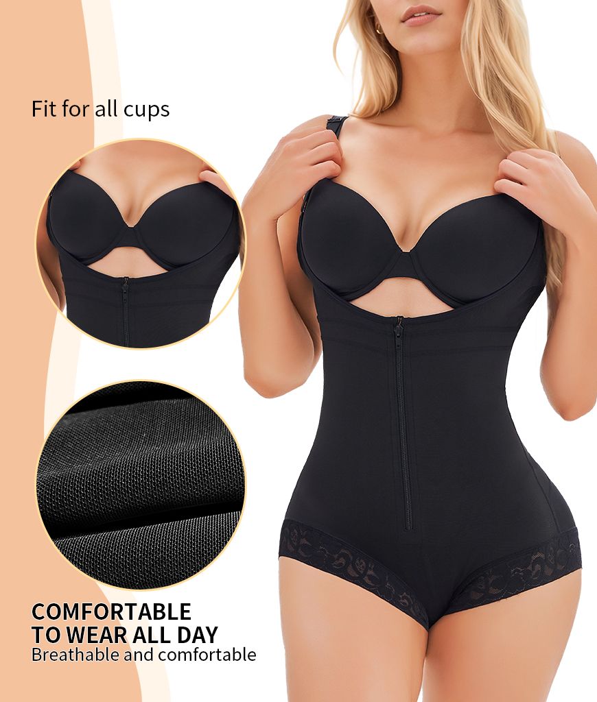 Colombian Lace-Trim Shapewear Bodysuit | Black XXL
