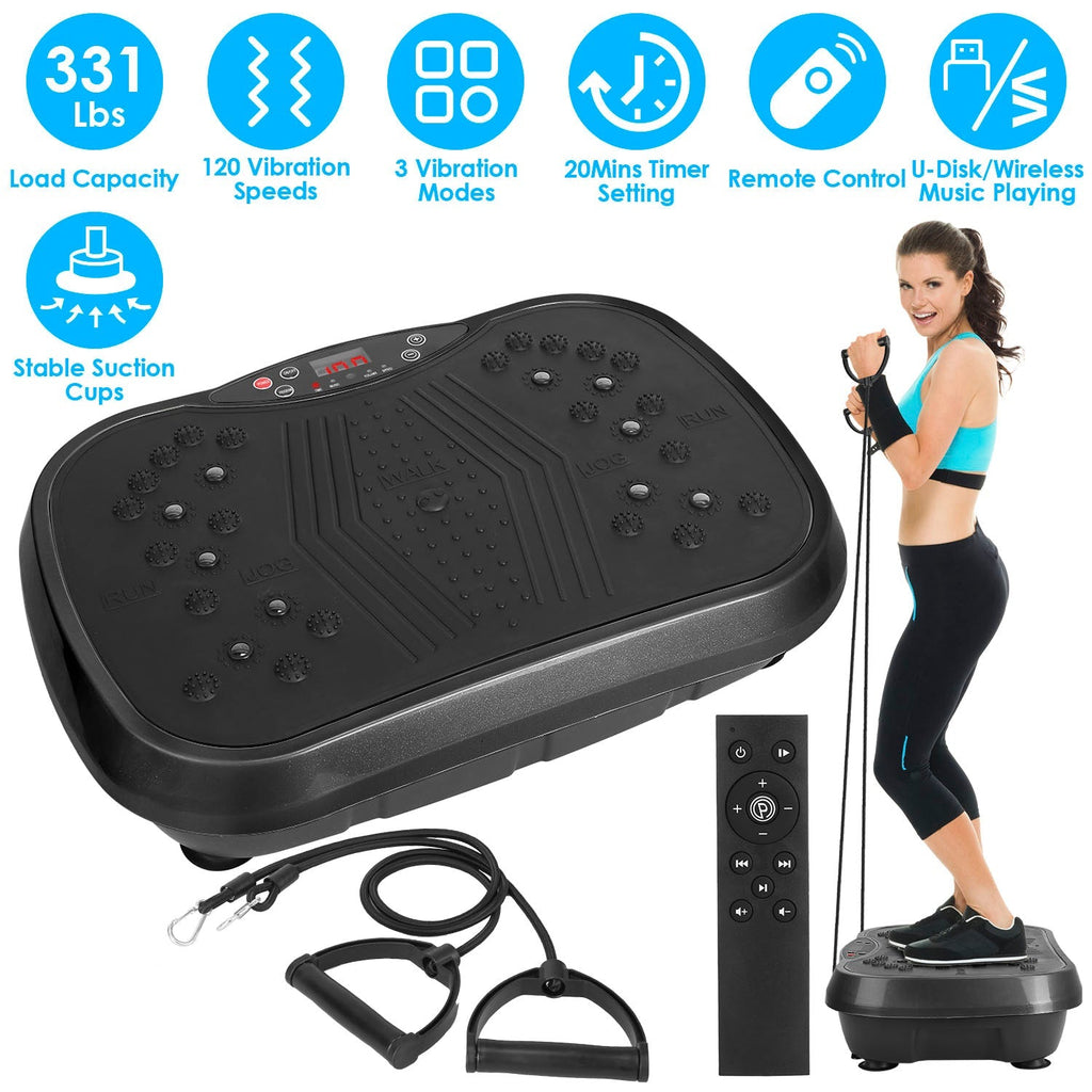 LJG Vibration Plate with Timer, Music Playback & Resistance Bands